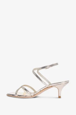 Absatz-Sandalen aus Craquelé-Metallic-Leder Aries 60