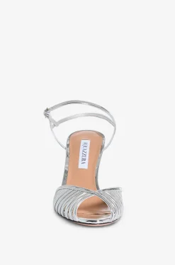 Absatz-Sandalen aus Leder in Spiegeloptik Hold Me 85