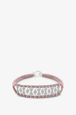 Armband aus Baumwolle und Silber mit Moissanit Buzios Nude