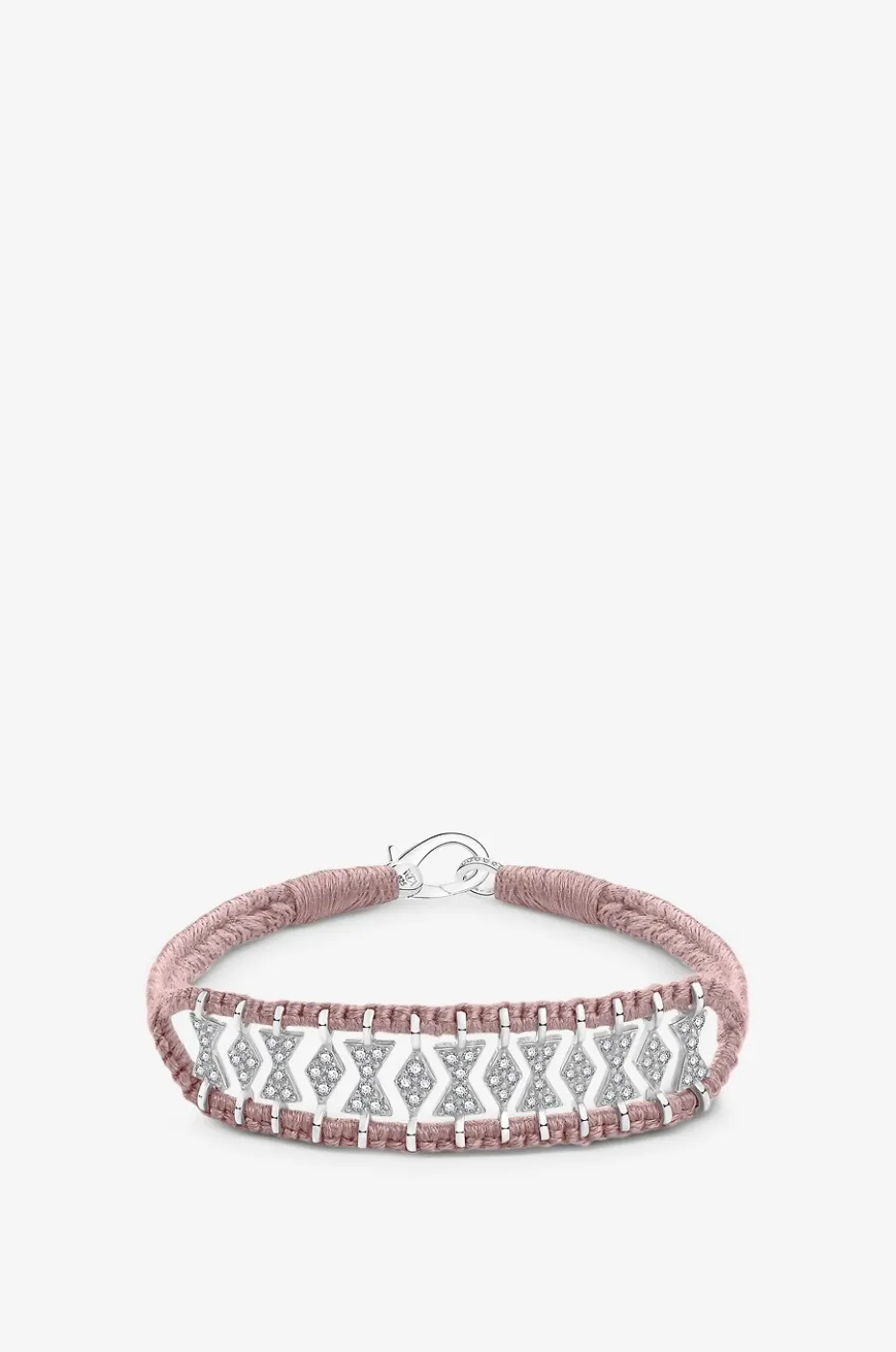 Armband aus Baumwolle und Silber mit Moissanit Buzios Nude
