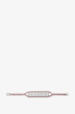Armband aus Baumwolle und Silber mit Moissanit Buzios Nude