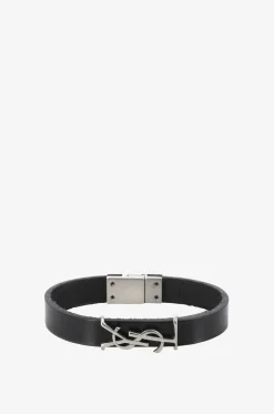 Armband aus Leder und silbernem Metall Opyum
