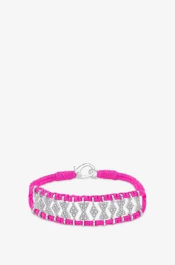 Armband aus Lurex und Silber mit Moissanit Buzios Neon Pink