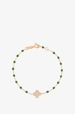 Armband aus Roségold mit Harzperlen und Diamant Lucky Trèfle