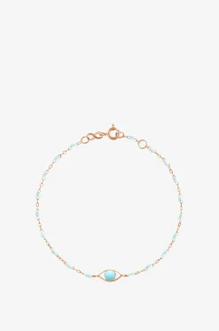 Armband aus Roségold und Harz Classique Gigi Eye Bleu Layette