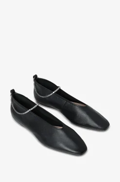 Ballerinas aus Leder mit Kristall-Knöchelriemchen Emery