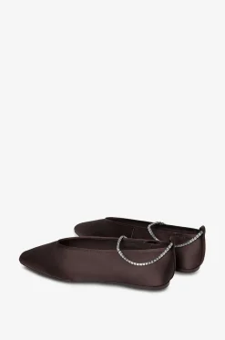 Ballerinas aus Satin mit Kristall-Knöchelriemchen Emery