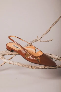 Ballerinas mit Fersenriemen aus glänzendem Leder Savona
