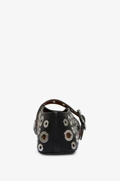 Ballerinas mit runder Spitze aus Leder mit Ösendetails