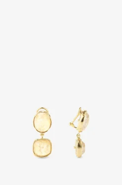 Bergkristall-Ohrclips Double Cabochons