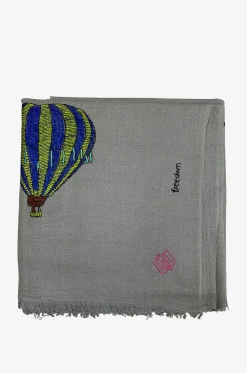 Bestickter Kaschmirschal Minimal Embroidery FREEDOM