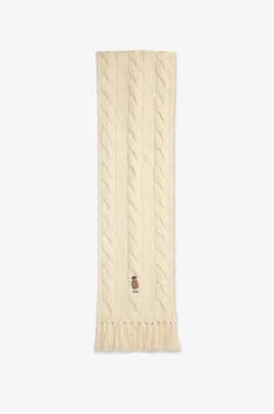 Bestickter Zopfstrick-Schal Polo Bear