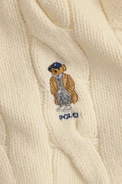 Bestickter Zopfstrick-Schal Polo Bear