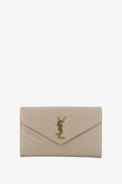 Brieftasche mit Kettengurt aus gestepptem Leder Cassandre