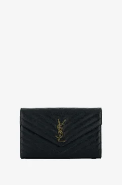 Brieftasche mit Kettengurt aus gestepptem Leder Cassandre