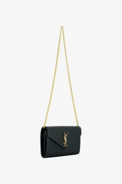 Brieftasche mit Kettengurt aus gestepptem Leder Cassandre