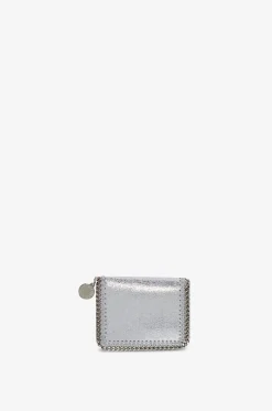 Brieftasche mit Klappe aus Metallic-Kunstwildleder Falabella Bifold