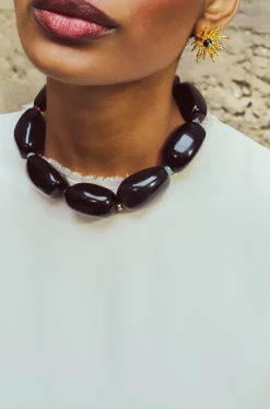 Choker-Halskette aus Glas und Steinen Lobos