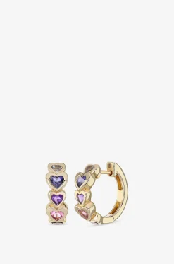Creolen aus Gelbgold und Halbedelsteinen Heart Stack