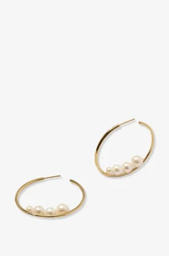 Creolen aus vergoldetem Silber mit Perlen Large Pearl Hoops