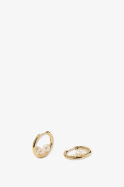 Creolen aus vergoldetem Silber mit Perlen Trio Pearl Hoops