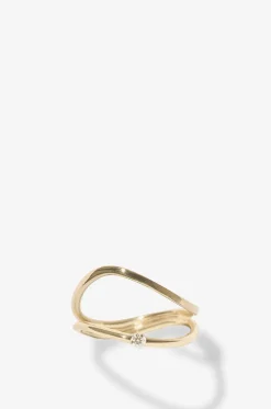Doppelter Gelbgold-Ring mit Diamant Dune N°2