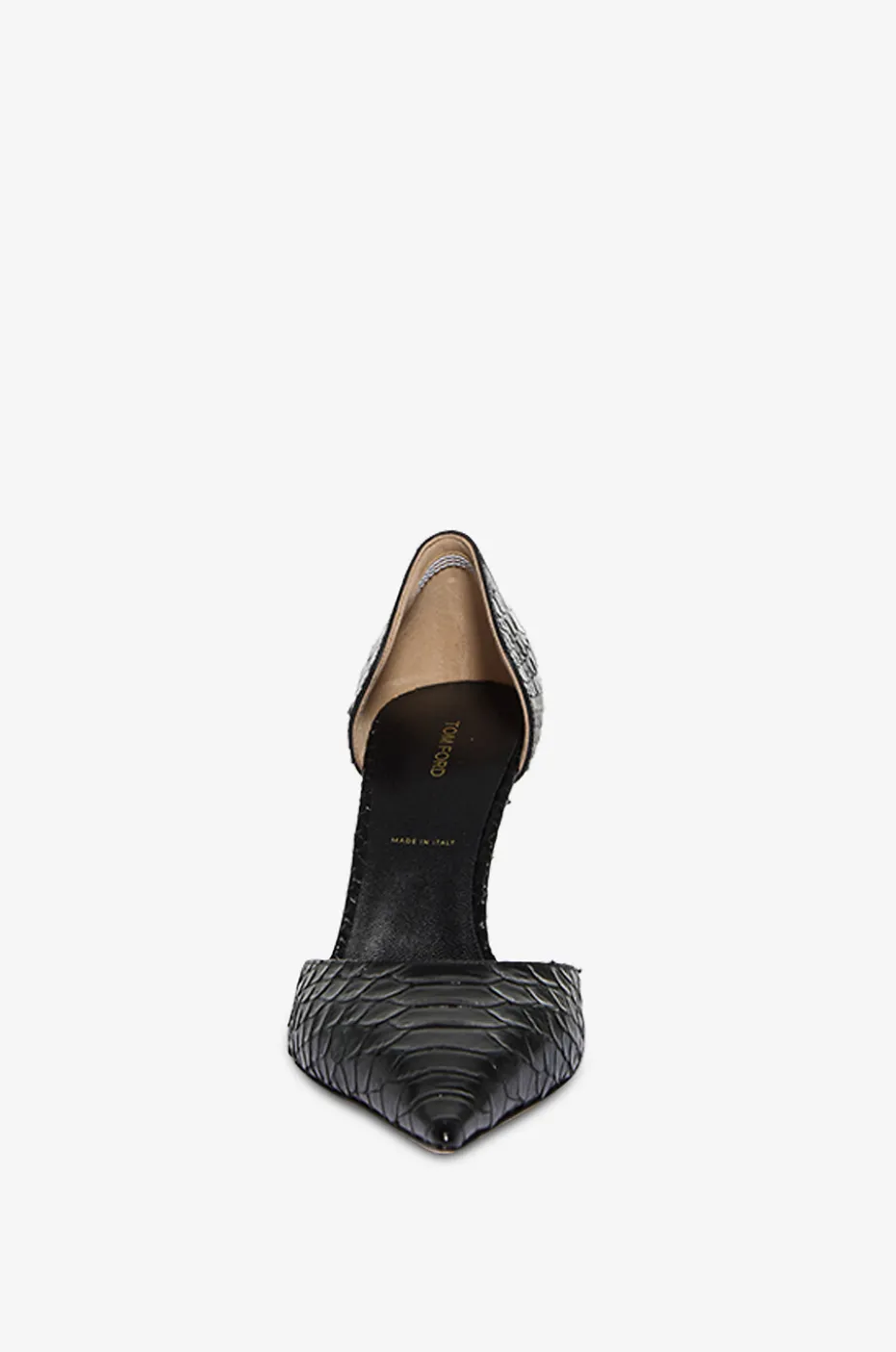 D'Orsay-Pumps aus glänzendem Leder in Python-Optik 85