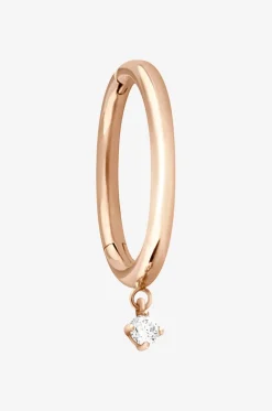Einzelne Roségold-Creole mit Diamant Stardust M