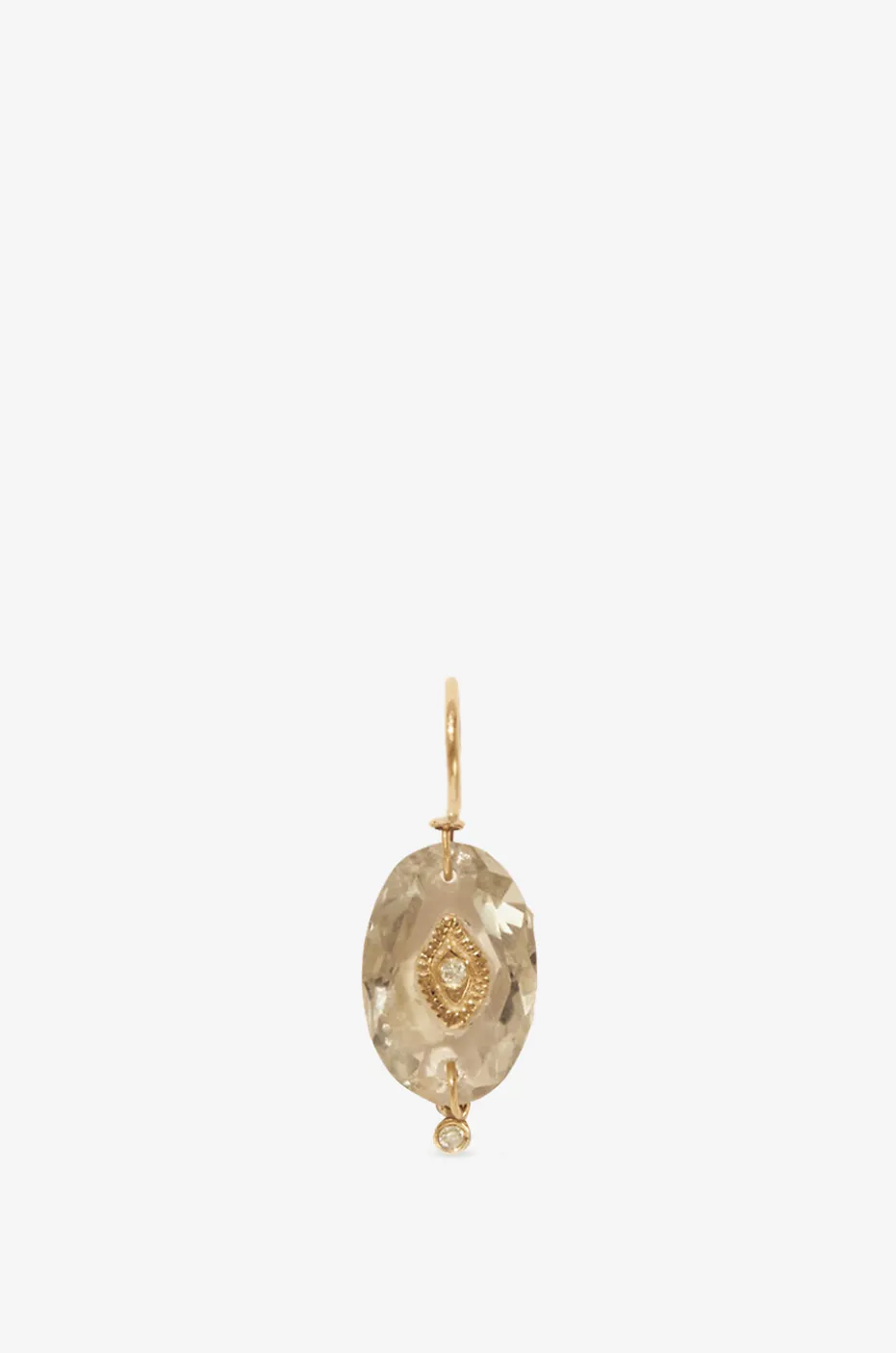 Einzelner Ohrhänger aus grünem Amethyst und Diamant Souad