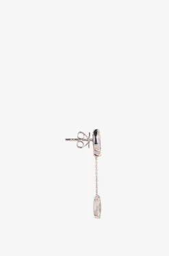 Einzelner Weissgold- und Diamantohrstecker Triple Marquise Stud With Chain