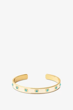Emaillierter Armreif mit Kristallen Gem - 7 mm - Bleu Turquoise