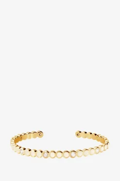 Emaillierter Goldener Armreif mit Strass Lumi Blanc Sable - 44 mm