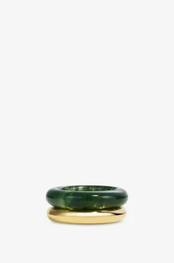 2er-Set Ringe aus Gold und Moosachat Albert & Essential