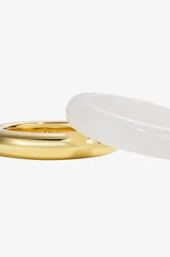 2er-Set Ringe aus Gold und weissem Jaspis Albert & Essential