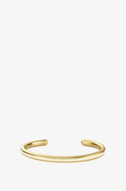 Feiner emaillierter goldener Armreif Ligne Sable Blanc