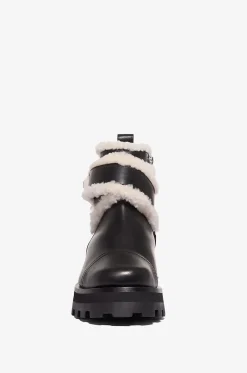 Flache Glattlederstiefeletten mit Shearlingfutter Meena