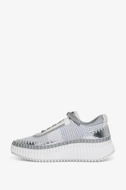 Flache Keilsneakers aus Mesh und Metallic-Leder Nama