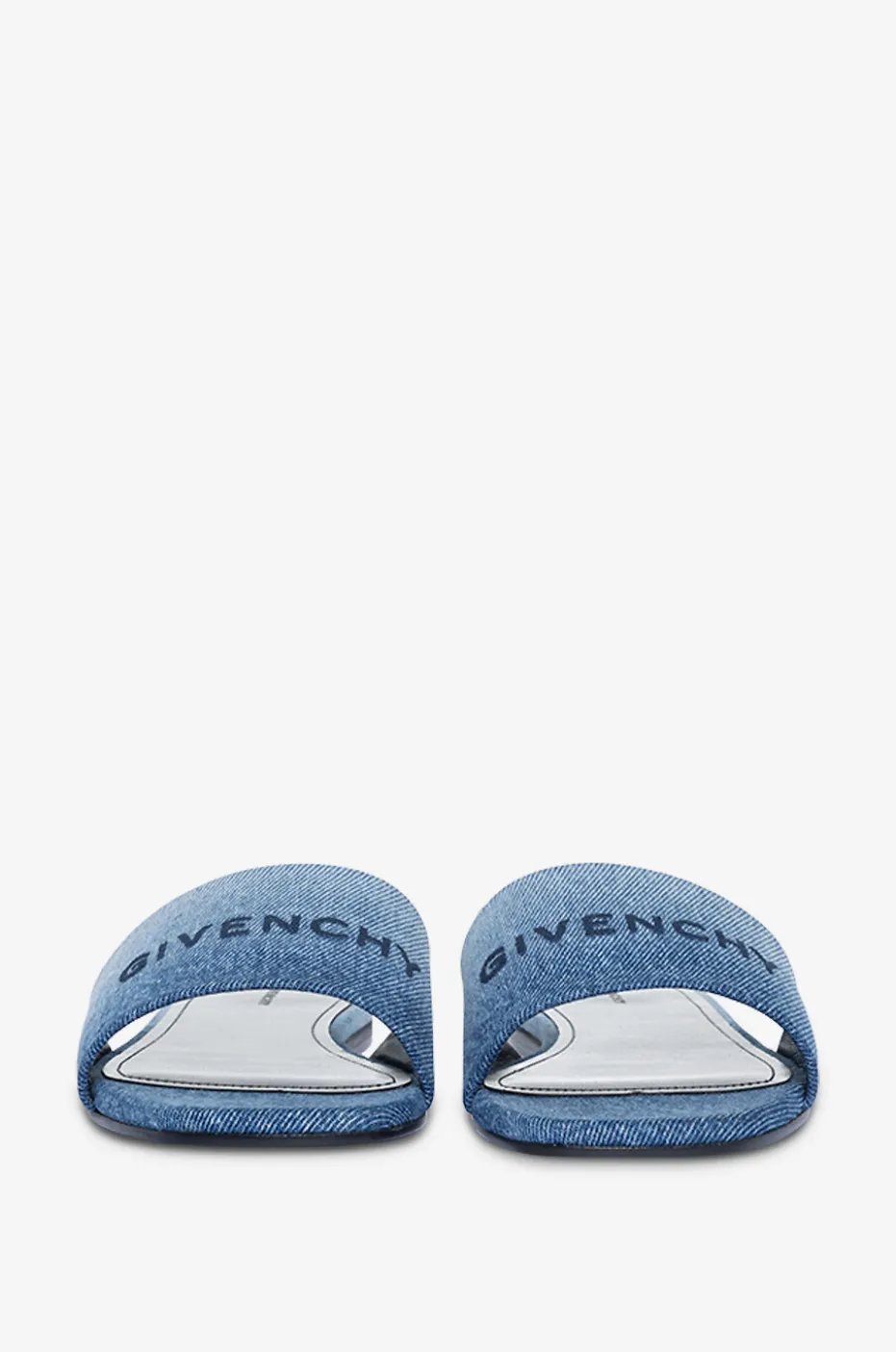 Flache Pantoletten aus Denim im Farbverlauf 4G