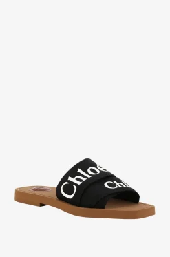 Flache Pantoletten aus Leinen Woody