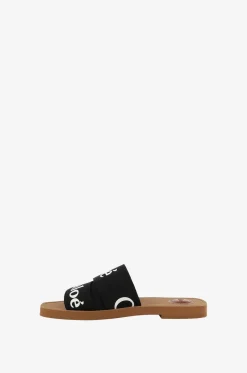 Flache Pantoletten aus Leinen Woody