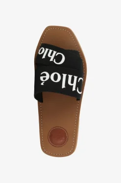 Flache Pantoletten aus Leinen Woody