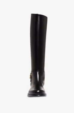 Flache Stiefel aus glattem glänzendem Leder Julia 25