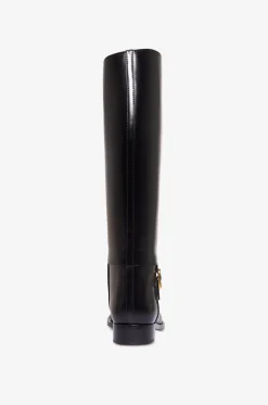 Flache Stiefel aus glattem glänzendem Leder Julia 25