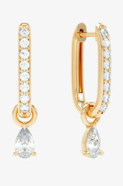 Gelbgold- und Diamantohrringe Allday Huggies Diamond Drop