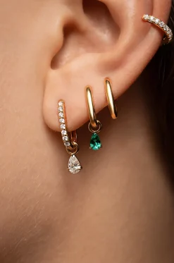 Gelbgold- und Diamantohrringe Allday Huggies Diamond Drop
