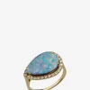 Gelbgold-Ring mit Diamanten und Opal Poire