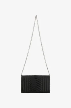 Genarbte Lederbrieftasche mit Kettengurt Cassandre Mixed Matelassé