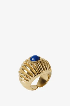 Geriffelter goldener Ring mit Lapislazuli Reef