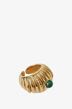 Geriffelter goldener Ring mit Malachit Reef