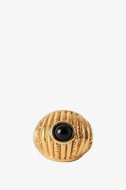 Geriffelter goldener Ring mit Onyx Reef